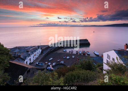 Clovelly Harbour in North Devon captured at sunrise. Stock Photo