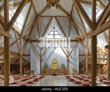 Hemel Hempstead, England - November 2016: Inside the Temple of Amaravati Buddhist Monastery. The monastery is inspired by the Thai Forest Tradition an Stock Photo