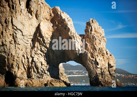 El Arco (The Arch), Land's End and Lover's Beach at the tip of the cape; Cabo San Lucas, Baja California Sur, Mexico. Stock Photo