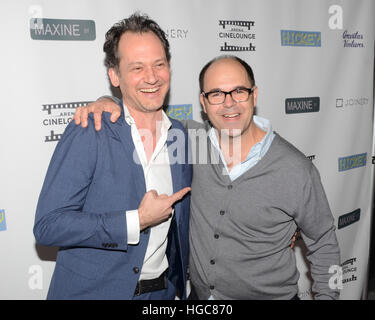 Johnny Sneed and Ross Mackenzie arrives at the premiere of Gravitas Ventures' 'Hickey' at Arena Cinelounge in Hollywood, California on January 6, 2017. Stock Photo