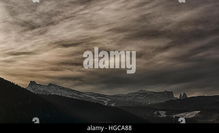 pastel colors at sunset over the Alpe di Siusi on a freezing January afternoon Stock Photo