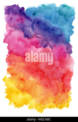 Colorful watercolor background hand painted on white background Stock Photo