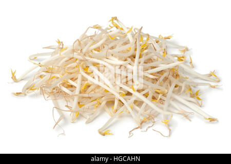 Heap of fresh raw bean sprouts isolated on white background Stock Photo