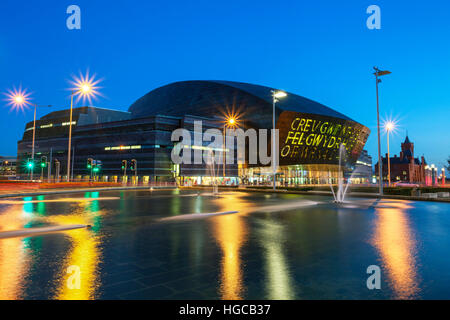 Millennium Centre, Night, Cardiff Bay, Wales, UK Stock Photo