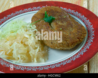 Meat Zrazy meat roulade dish popular in Eastern Europe, especially Poland , Lithuania, Belarus, and Ukraine. Stock Photo