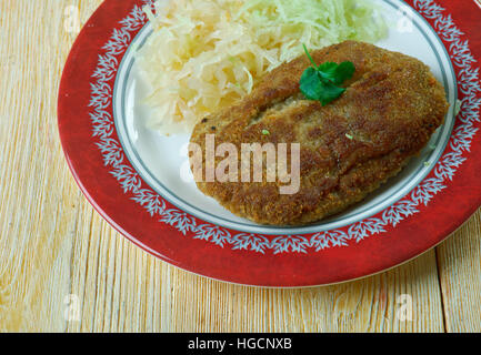 Meat Zrazy meat roulade dish popular in Eastern Europe, especially Poland , Lithuania, Belarus, and Ukraine. Stock Photo