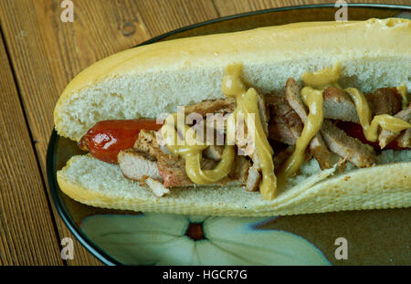 Coney Island hot dog   classic American 'diner' dishes Stock Photo