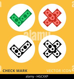 check mark dollar piles flat vector icon Stock Vector