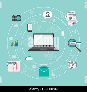 Internet of Things flat iconic illustration Stock Vector