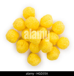 Cheese Balls isolated on white background (selective focus; close-up shot) Stock Photo