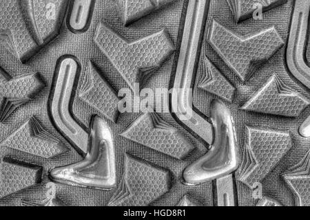 Grip technology for trekking shoes in black and white Stock Photo
