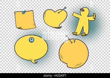 set of yellow stickers in different shapes Stock Vector