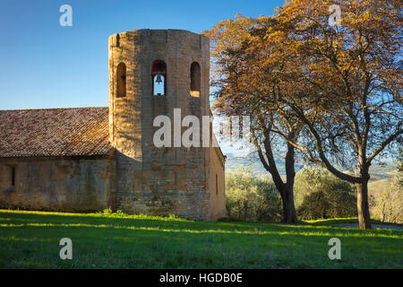 Ancient Pieve di Corsignano church (built 12 C), Pienza, Tuscany, Italy Stock Photo