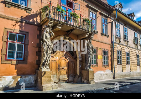 Romania, Sibiu City, Old Town street Stock Photo