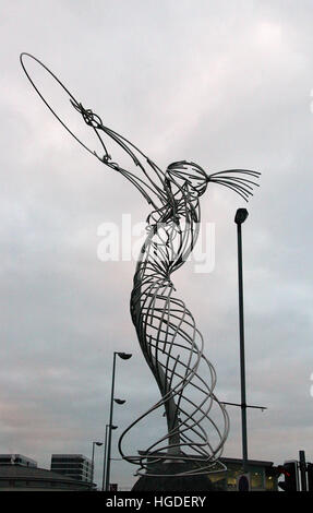 Beacon of Hope which is a Thanksgiving Statue in Belfast by Andy Scott Stock Photo