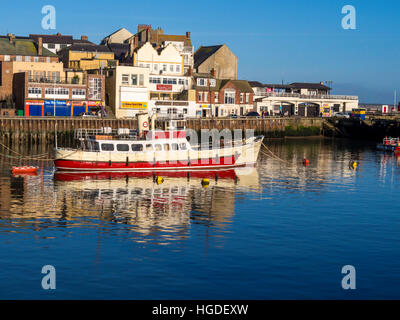 Pleasure Steamer 'Yorkshire Belle' tied up in Bridlington Harbour on a sunny winters day Stock Photo
