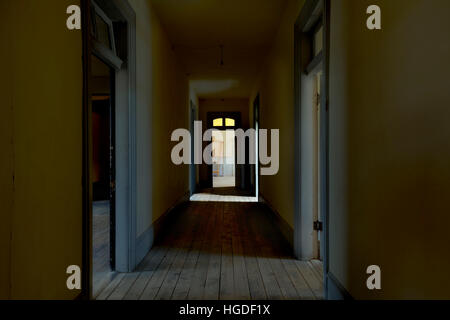 MT00027-00..MONTANA - Hallway in the Hotel Mead at Bannack State Park.  Bannack is a preserved gold rush town from the 1860's. Stock Photo