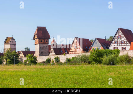 Germany, Bavaria, Romantic Road, Dinkelsbuhl, Town Skyline Stock Photo