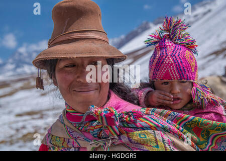 Sherpas during an excursion tothe Rainbow Mountains near Checacupe, Stock Photo