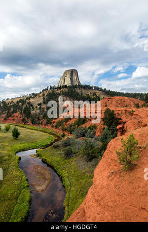 Devils Tower with the Red Beds and Belle Fourche River in Devils Tower ...