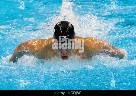 Rio de Janeiro, Brazil. 10 August 2016.Kosuke Hagino (JPN) competing in the men's 200m individual medley heat at the 2016 Olympic Summer Games. ©Paul  Stock Photo