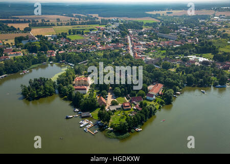 Aerial view, Mirow Castle, castle island, Lake Mirow, Mecklenburg Lake Plateau, Mecklenburg-Western Pomerania, Germany Stock Photo