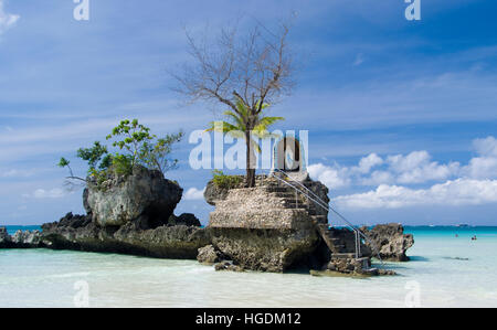 Willys rock on White Beach, Boracay, Philippines Stock Photo