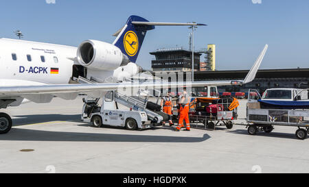 Lufthansa Bombardier CRJ 700 Leipzig Halle Airport Germany Stock Photo