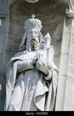 Klosterneuburg: Monastery: Leopold III as a founder's figure at church, Wienerwald, Vienna Woods, Niederösterreich, Lower Austria, Austria Stock Photo