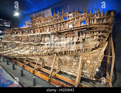 The Mary Rose is a16th century warship on display at Portsmouth's Historic Dockyard museum Stock Photo