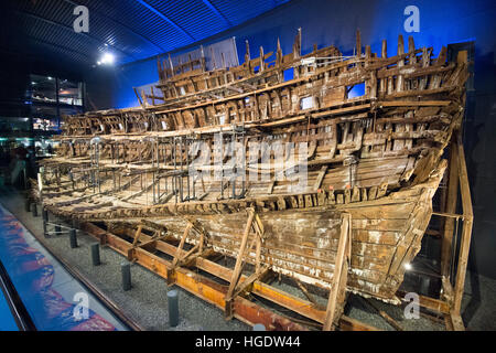 The Mary Rose is a16th century warship on display at Portsmouth's Historic Dockyard museum Stock Photo