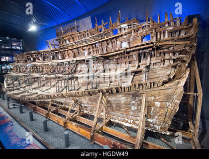 The Mary Rose is a16th century warship on display at Portsmouth's Historic Dockyard museum Stock Photo