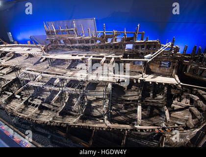 The Mary Rose is a16th century warship on display at Portsmouth's Historic Dockyard museum Stock Photo