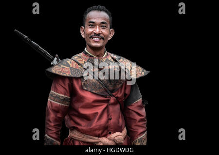 Thailand man dressed in ancient medieval warrior costume. Thailand S. E. Asia Stock Photo