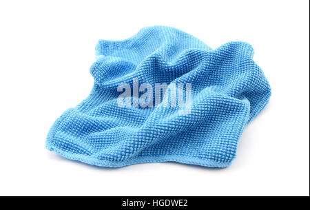 Blue microfiber screen cleaning cloth, isolated on a white background Stock Photo