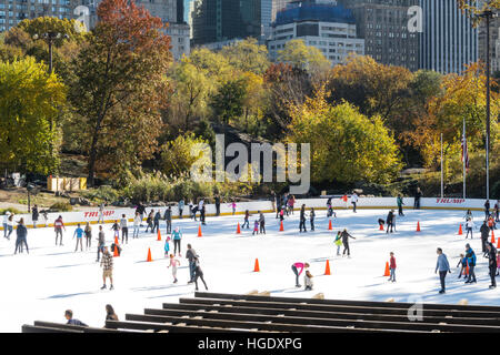 Wollman Rink Ice Skating in Central Park, NYC, USA Stock Photo