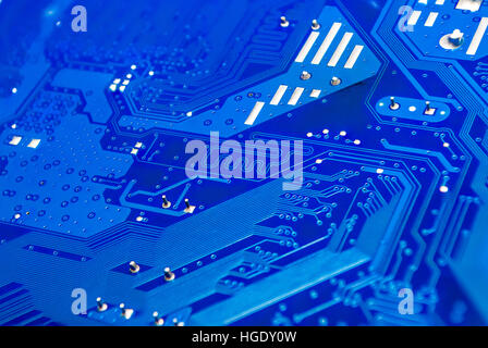 Closeup to Differential Pair on Blue Computer Printed Circuit Board [Soft Focus] Stock Photo