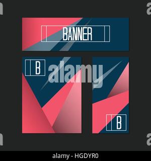 Set of banners with polygonal triangular background elements. Vector illustration. Stock Vector