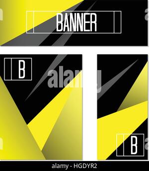 Set of banners with polygonal triangular background elements. Vector illustration. Stock Vector