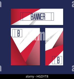 Set of banners with polygonal triangular background elements. Vector illustration. Stock Vector