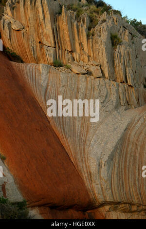 Tilted rock layers Dinosaur National Monument Utah Stock Photo
