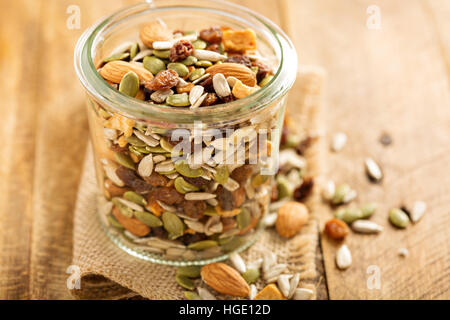 Dried fruit and nuts trail mix Stock Photo