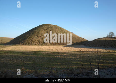 The prehistoric Silbury Hill near Avebury in Wiltshire England UK Stock Photo