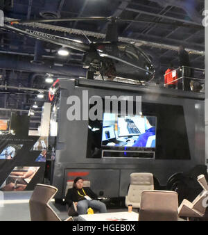 Furrion shows their 2.2 million motorhome that comes with a helicopter during day 2 at the 2017 CES show. 7th Jan, 2017. CES celebrates it's 50th anniversary this year with a estimated 175,000 to attend the four day show that starts Jan 5th to the 8th.Photos by Gene Blevins/LA Daily News/ZumaPress. © Gene Blevins/ZUMA Wire/Alamy Live News Stock Photo