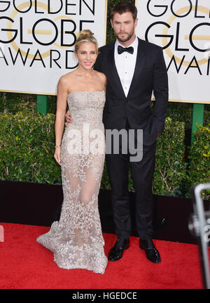 Los Angeles, California, USA. 08th Jan, 2017. Elsa Pataky, Chris Hemsworth 095 arriving at the 74th Annual Golden Globe Awards at the Beverly Hilton in Los Angeles. January 08, 2017 © Gamma-USA/Alamy Live News Stock Photo