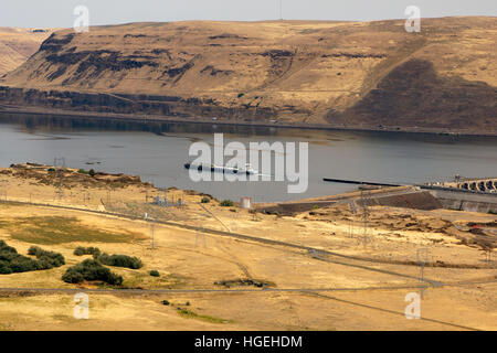 River Barge on the Columbia River Stock Photo