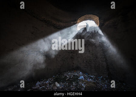 Inside the ancient type of evaporative cooler called Yakhchal, also known as Ice house in Kashan capital of Kashan County, Iran Stock Photo