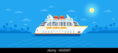 Cruise ship on blue background vector Stock Vector