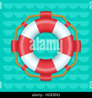 Lifebuoy cartoon style color vector icon Stock Vector