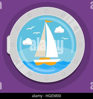 Yacht sailboat flat color icon Stock Vector
